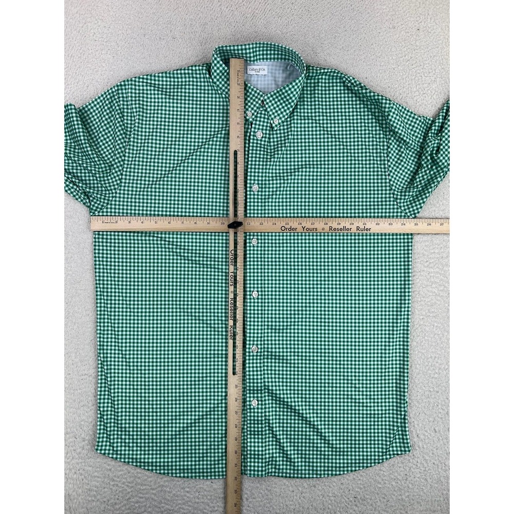 Collars & Co Dress Collar Polo Shirts Lot of 2 Mens 2XL Green Blue Gingham - Picture 7 of 10